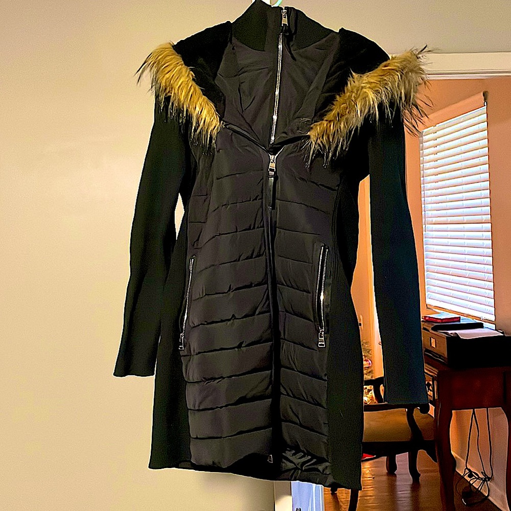Calvin Klein down and faux fur hooded coat WORE ONCE! Size Medium!!!! - Picture 2 of 7